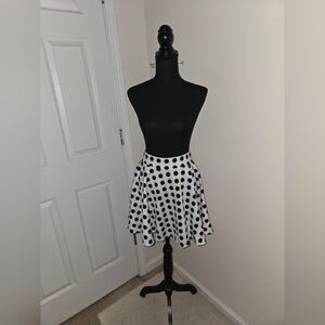 Polka Dot Skater Skirt - Black and White